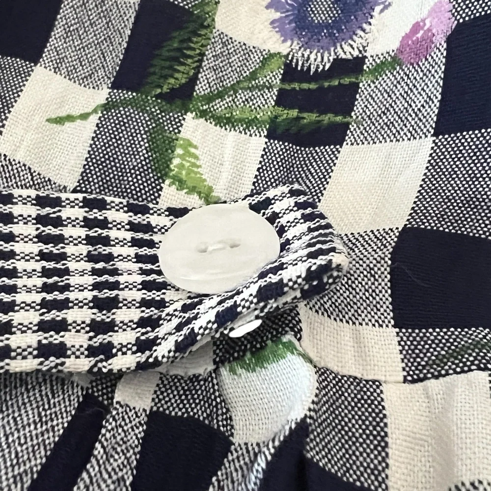 Vintage S.L.‎ Fashions Girls Dress Size 4 Made in USA Checkered Floral Print